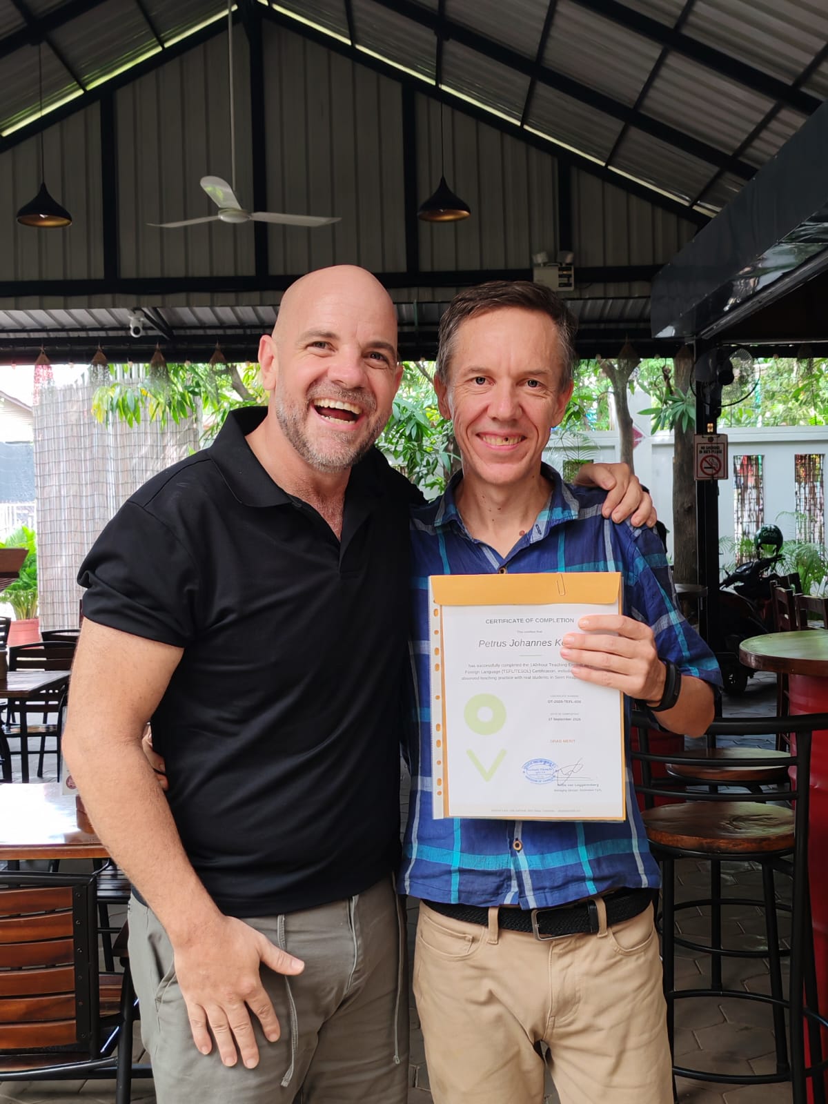 Pieter Keeve receiving his TEFL certificate