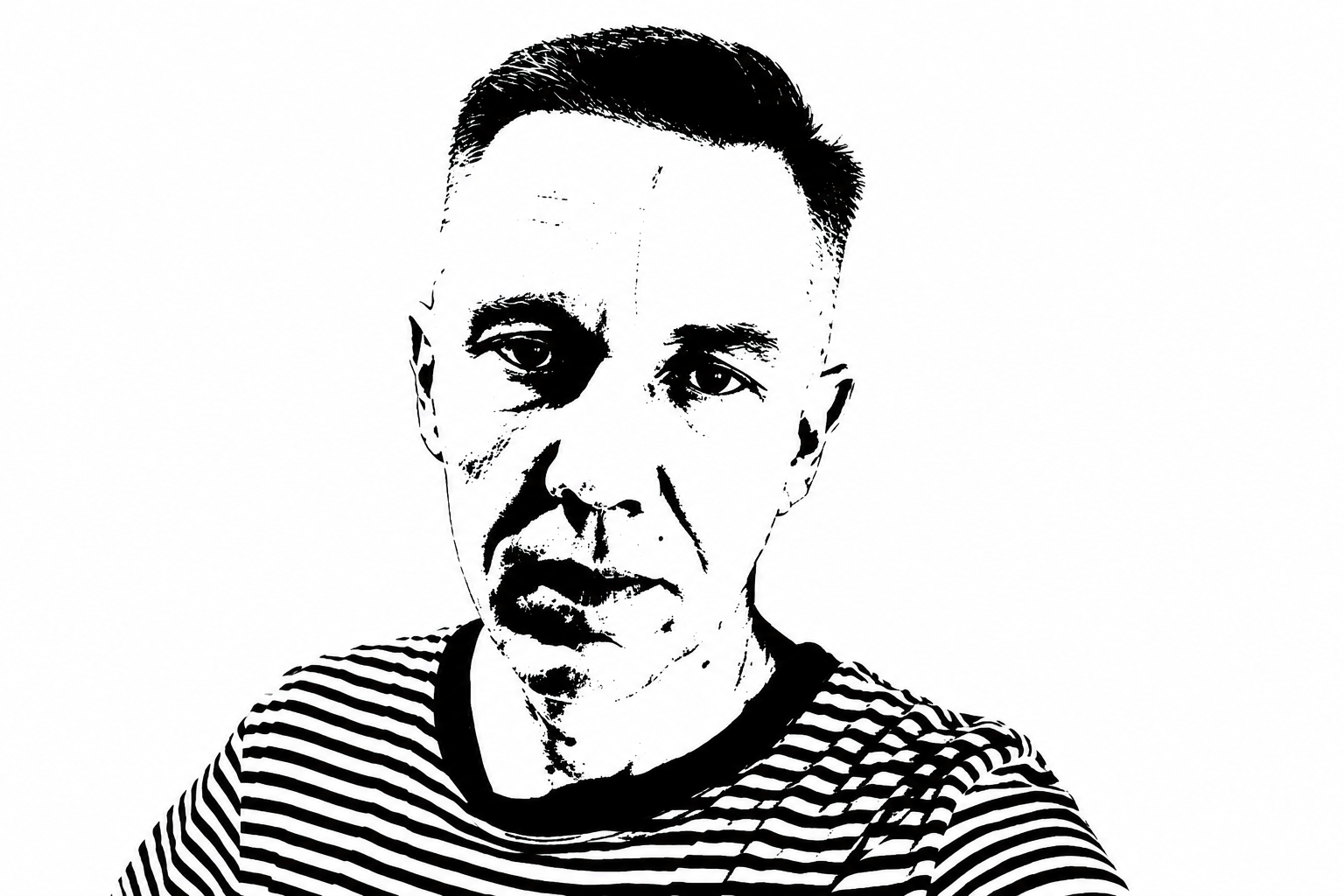 Black and white pop-art portrait of poet Pieter Keeve